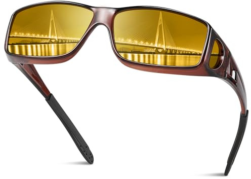 konqkin Nachtsichtbrille-Herren-Damen-Nachtbrille-Zum-Autofahren-Sonnenbrillen-Night Vision Goggles-Nachtbrille-Autofahrerbrille Nacht-Für Fahren Radfahren