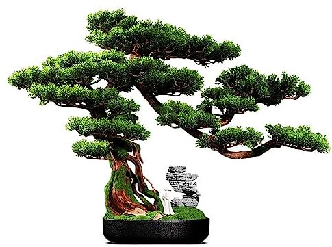 Artificial Cypress Bonsai Tree - Realistic Fake Potted Plant for Home & Garden Decor - Lifelike Indoor/Outdoor Greenery