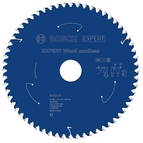 Bosch 1x Expert Wood Cordless Circular Saw Blade for Handheld Circular Saw | for Softwood, Hardwood, Ø 190 mm, Professional Accessory Hand-Held Cordless Circular Saws