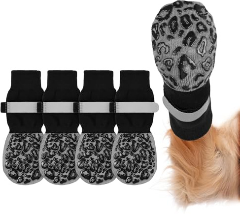 Adiwo Hundesocken Anti Rutsch, 2 Paar Hunde Socke, Hundeschuhe Mit Verstellbaren Riemen, Hundeschuhe Pfotenschutz Outdoor Inneneinsatz, L