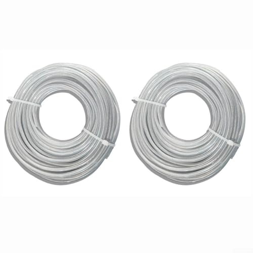 Rasenmäher-Schneidseil mit Stahl-Trimmerschnur, Set mit 2 x 15 Meter Rollen, kompatibel mit 2 4 mm bis 3 5 mm Trimmern, entwickelt für effektives Grasschneiden und Kontrolle (2,7 mm)