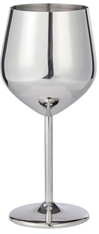 BUTLERS Weinglas 400 ml Edelstahl - MANHATTAN LOUNGE - | Farbe Silber - Weinkelch für Weißwein - Stielglas für Rotwein - Bruchfeste bauchige Form aus poliertem Metall