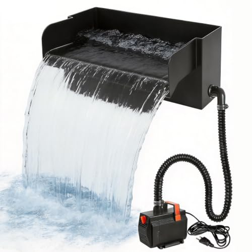 YedZen Cascade Bassin Exterieur, 20cm Cascade Piscine mit 2000L/H 30W Pompe
