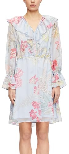 Comma Kurzes Kleid aus Crêpechiffon mit Volant-Details