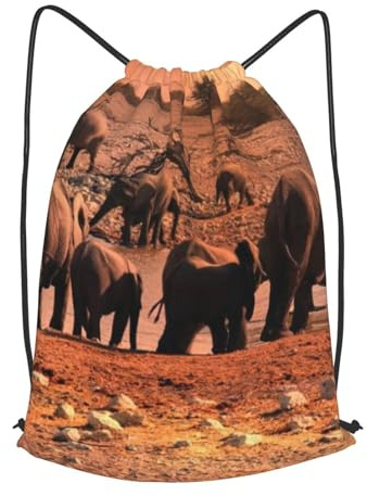 HEBSDFG Wild Life Prints Rucksack mit Kordelzug für Damen und Herren, verstellbare Tasche für Sport, Fitnessstudio, Einkaufen, Strand, Schwarz , S, Tagesrucksack