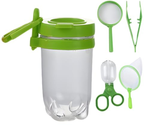 5 Pcs Bug Catcher Kit for Young Explorers, Nature Explorer Kit with Pocket Jar, Net, Tweezers, Insect Clip and Magnifying Glass, Supports Outdoor Play, Science Learning Tool