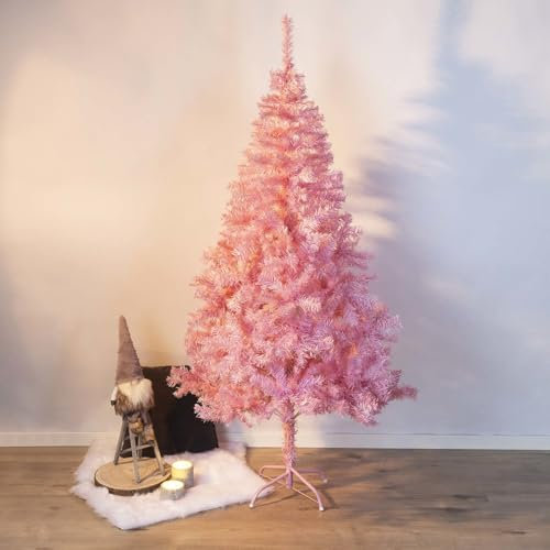 Gravidus schicker künstlicher Tannenbaum in pink mit Metallständer, 180 cm