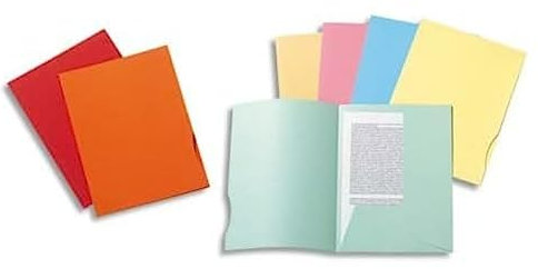 Exacompta - Réf. 332000E - Paquet de 50 chemises rigides avec 2 rabats SUPER 210 g/m² - couleurs pastel - chemises certifiées PEFC™- dimensions 24x32 cm pour documents format A4 - 5 couleurs assorties