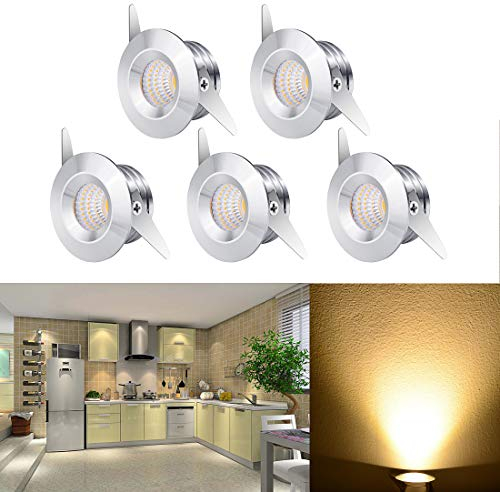 Elitlife 5er Mini Klein Einbaustrahler Minispot Einbauleuchte LED Aluminium 3W Warmweiß mit Transformer Aluminium LED