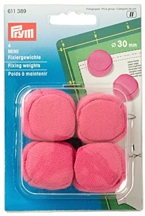 Prym 611389 Fixiergewichte MINI Ø 30 mm, pink – 4er-Set Stoffgewichte zum Fixieren von Schnittmustern & Stoffen – mit Metallkugeln gefüllt – ideal für Nähen, Patchwork & Schneidematten