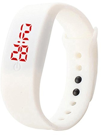 Montre de sport Brussels08 avec bracelet en silicone - Affichage digital LED - Unisexe, blanc, moyen