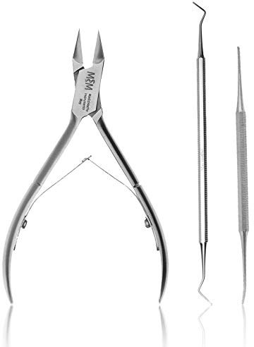 May Profi Fußpflege-Set (3-tlg.) gegen eingewachsene & dicke Nägel | Pediküre Set mit spitzer Eckenzange, Eckenheber & Nagelfalz-Feile aus Edelstahl | Podologie Instrumente für Zuhause & Professionell