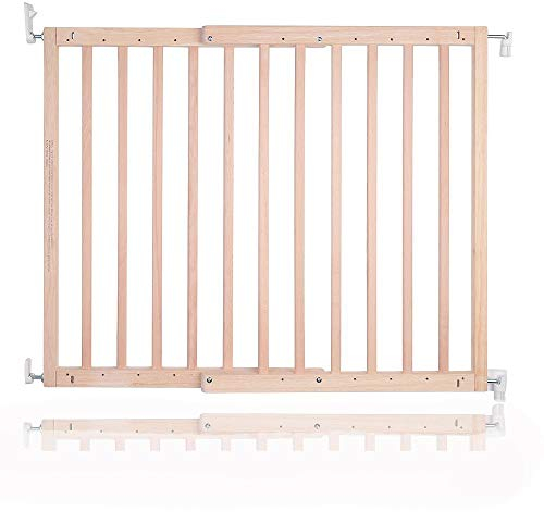 Safetots Top of The Stairs Screw Fitted Stair Gate, Natural Wooden, 63.5cm - 105.5cm, Wood Baby Gate, Screw Fit Safety Barrier, Stylish and Practical Safety Gate