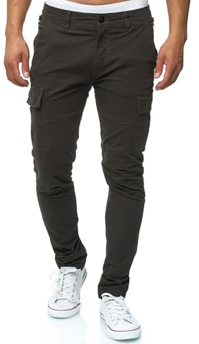 Indicode Herren Mathews Freizeit Cargohose aus 98% Baumwolle mit 8 Taschen | Robuste Outdoorhose aus Baumwolle mit funktionalem Design, Arbeitshose, Funktionshose, Freizeithose, Stoffhose für Männer