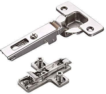 2 x Salice Topfband 110° Serie 200 Bohrbild T52 Eckanschlag inkl. Kreuz-Montageplatte Höhe 6 mm mit vormontierten Euroschrauben und Exzenterverstellung Schrankscharnier von SO-TECH®