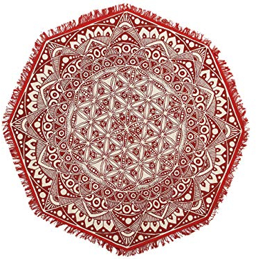 Teppich Baumwolle Mandala-Muster rot Dia. 120 cm Mezitili