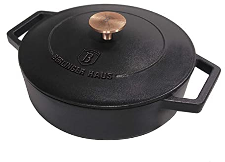 Berlinger Haus Black Royal Collection Oval Plat à four, 30 cm, fonte en fonte de fonte BH/6494 noir/or rose 18/8