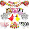 KATELUO Bauernhof Geburtstag Deko, Geburtstagsdeko Jungen, Kindergeburtstag Party Deko Set, Happy Birthday Banner, Geburtstag Girlande Ballon, Tierfolienballon für Kinder Kindergarten