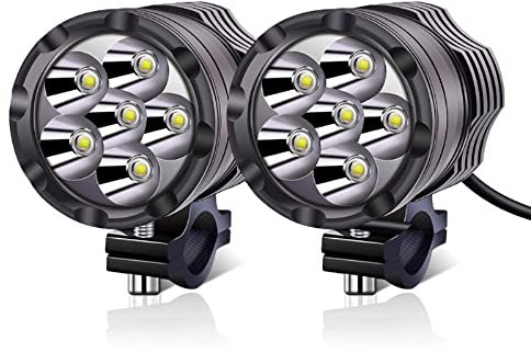 YnGia 12 V 24 V LED fendinebbia per motocicletta, 2 luci di guida a LED ausiliarie bianche per motociclette, luci diurne universali per moto, ATV, SUV, camion, auto, barca