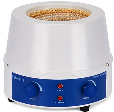 Labasics Heizmantel, Einstellbar Heizung und Elektromantel umrühren Elektrothermisch Laborheizmantel mit Magnetrührer 0-1400 U/min Temperaturregelung 220 V / 380 ℃ 250 W, 500 ml