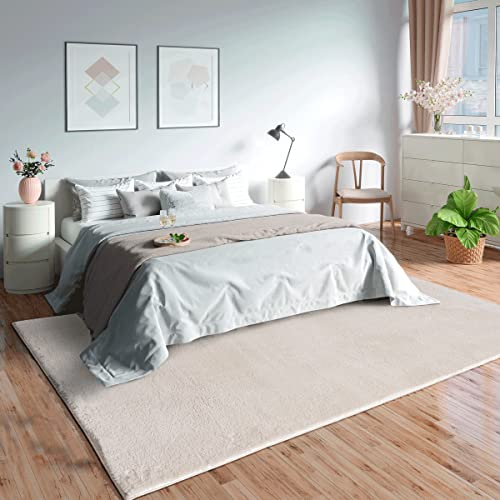 Mia's Teppiche Olivia Wohnzimmer/Schlafzimmer Teppich - waschbar - 80x150 cm, Creme