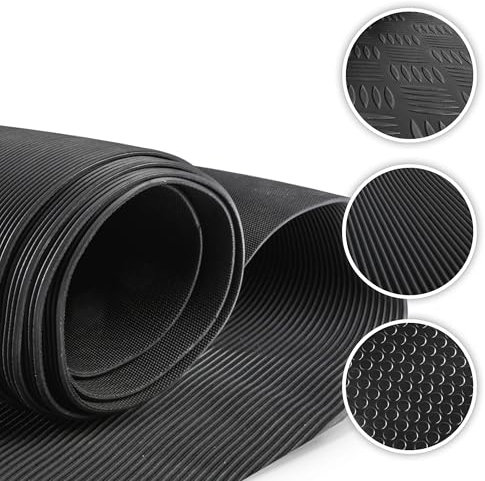 Walser Gummimatte Saturn, zuschneidbare Gummimatten Boden 100x250 cm, Gummimatte Außenbereich, universal Gummi Schutzmatte für Garagen Boden, Werkstatt Boden, Outdoor, Gummimatte Meterware schwarz