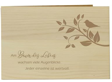 Holzgrusskarten Original BAUM DES LEBENS, Motiv Ast - 100% handmade in Österreich, aus Zirbenholz gefertigte Geschenkkarte, Grußkarte, Klappkarte, Postkarte…