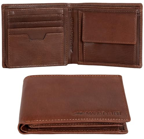 Marc Peter® Oslo Geldbörse Herren Leder mit RFID Schutz I Echtleder Portemonnaie Groß I 13 Fächer I Geldbeutel für Männer Rustic Braun