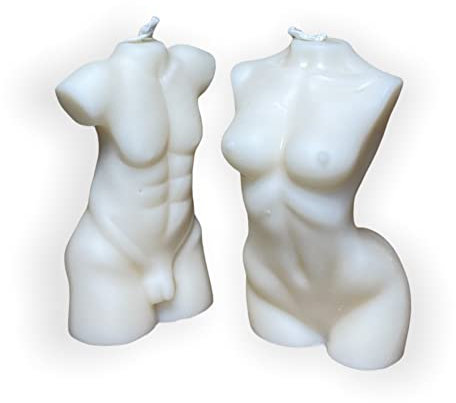 Body Candle Set | Nachhaltige Deko Kerzen aus natürlichem Sojawachs | Handmade, Germany | 100% vegan | Mann und Frau (Creme) - 5 x 6 x 10 cm