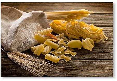 Postereck - 0113 - Nudeln, Weizen Mehl Küche Pasta Kochen Essen Bio - Wandposter Fotoposter Bilder Wandbild Wandbilder - Leinwand - 60,0 cm x 40,0 cm