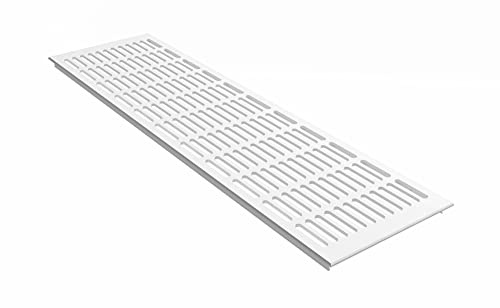 MS Beschläge Abluft- Zuluftgitter Weiß RAL9016 Aluminium Lüftungsgitter 150mm breit Stegblech Heizungsabdeckung Verkehrsweiß Lüftungsblech pulverbeschichtet (Länge 200mm)
