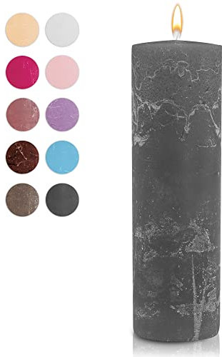 WikaKerzen Stumpenkerze-Rohling - Zur Deko oder zum Basteln & Verzieren - DIY - Taufe, Geburtstag, Hochzeit, Kommunion, Weihnachten - Rustik (Grau, 25x8cm)