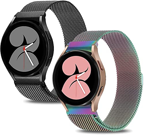 MATCHEASY Metall Armband Kompatibel für Samsung Galaxy Watch 7/6/5/4 40mm 44mm/Watch Active 40mm/Watch 5 Pro 45mm, Watch 4/6 Classic 42mm 43mm 46mm 47mm, Lücke Edelstahl Mesh Solo Loop band, 2 Stück