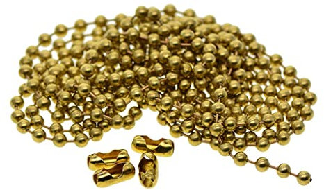 pistro Kugelkette aus Messing, 4 mm, mit Verbindungselementen, zum Basteln von Perlen