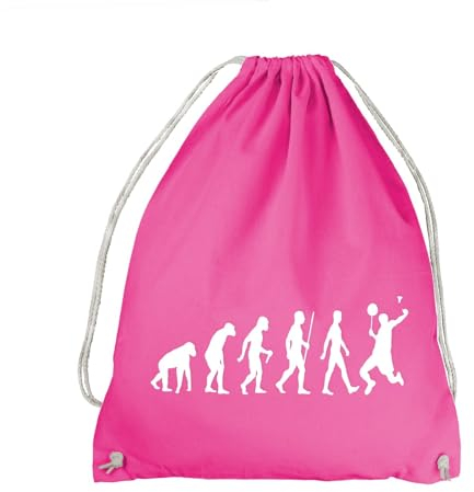 Evolution Badminton Turnbeutel - Federball Sport Schläger Ball Mensch Pink