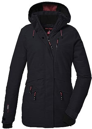 killtec Damen Skijacke/Funktionsjacke mit abzippbarer Kapuze und Schneefang KSW 110 WMN SKI JCKT, schwarz blau, 38, 40976-000