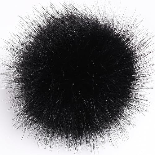 10 Stück 10cm Kunstfell Pompon Fellbommel Pompon Bommel für Mützen Beanies Fellbommel Fellpompon Künstlicher Haarball für Tasche Anhängern Schlüsselanhänger Dekoration Bekleidung Zubehör -Schwarz