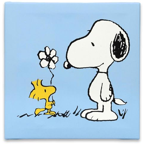 Open Road Brands Galerieverpackte Leinwand Wanddekoration - Snoopy & Woodstock Flower Bloom - Süßes Snoopy-Bild für Zuhause