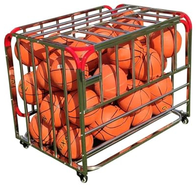 KHZKHC Ball Storage Bin Rolling Sports Ball Cart, Sports Ball Equpment Cart, Ball Storage for Soccer, Volleyball, Football, for Indoor Outdoor, Rolling Exercise Ball Cart Holder for Gym, School