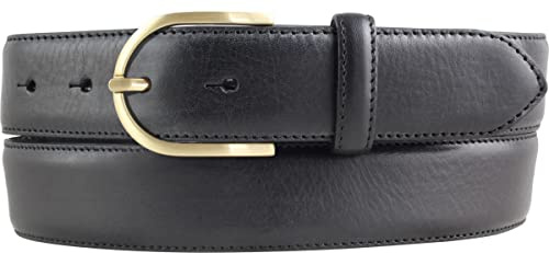 BELTINGER Hochwertiger Damengürtel aus Vollrindleder mit goldener Gürtelschließe 3,5 cm | Bombierter Ledergürtel Damen 35mm | Damen-Gürtel made in Italy | Schwarz 95cm
