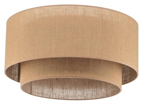 Euluna Deckenleuchte Jute Ø 60 cm, Deckenlampe 3x E27 ohne Leuchtmittel Wohnzimmerlampe Deckenbeleuchtung Schlafzimmerlampe Esszimmerlampe