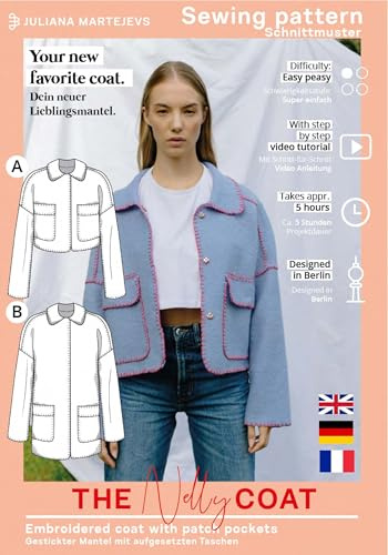 Schnittmuster Jacke Damen (Gr. XS-XXXL) Papierschnittmuster mit Nähanleitung zum Nähen ohne Nähmaschine Weiß