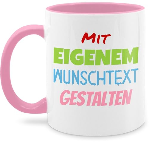 Tasse Tassen 325ml - Aufdruck selbst gestalten - Wunschtext I Mit eigenem Text personalisiert I Custom Text - 325 ml - Rosa - arbeitstassen paartassen personalisierte beschriften glühweintassen