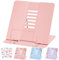 WuGU Support de Livre en Métal, Support de Livre de Cuisine Pliable, 6 Hauteurs Réglable Support de Livre, Support de Lecture Métal Multifonction pour Livres Recette Manuel Partitions, Rose