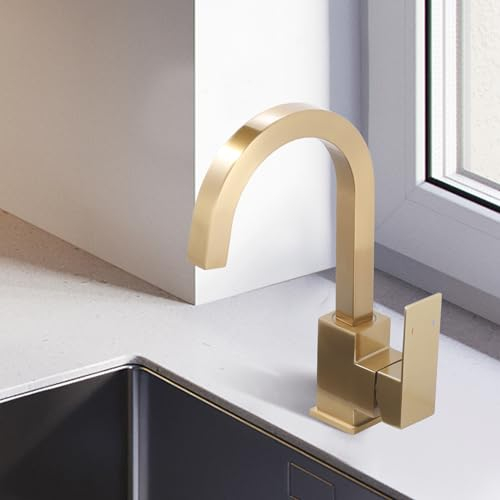 iVIGA Wasserhahn Küche, 360° schwenkbar Hochdruck Küchenarmatur aus Edelstahl Armatur Waschbecken für Küche Wohnmobil Badezimmer Gold