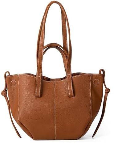 Macayda Handtasche Damen Umhängetasche Leder Tote Bag Klein Shopper Tasche Elegante Schultertasche PU Weichem Leder Henkeltaschen Tragetasche Beuteltasche für Büro Geschenk Einkau (Braun)