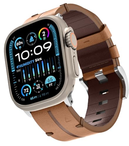 BOJYS Cinturino per Apple Watch Ultra 2 49mm Pelle, Vera Pelle Bracciale Ricambio Vintage Cinturino per iWatch Ultra 49mm 46mm 45mm 44mm 42mm Series 10 9 8 SE2 7 SE 6 5 4 3 2 1