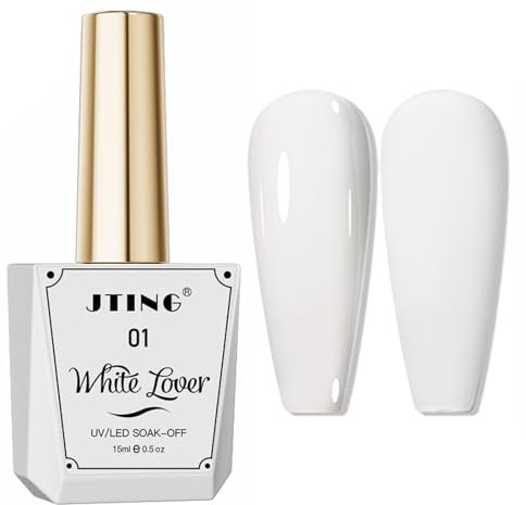 Milky White Gel Nail Polish - White Gel Nail Polish - French Manicure Gel Polish - High Glossy White Nail Varnish - Nude Color Translucent Nail Gel Soak Off UV LED Nail Lamp