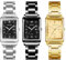 JewelryWe Damenuhr Rechteckige Uhr Damen: 3pcs Klassische Datum Kalender Analog Quarz Armbanduhr Frauen Metallarmband Geschäft Lässige Uhr mit Römischen Ziffern Eckigem Zifferblatt