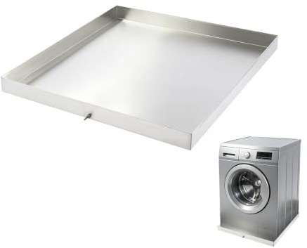 OUBUBY Lavadora, bandeja de goteo de acero inoxidable, bandeja de goteo, bandeja de limpieza, bandeja de drenaje de lavadora, bandeja de drenaje de 81 x 76 x 6,3 cm, adecuada para lavadoras,